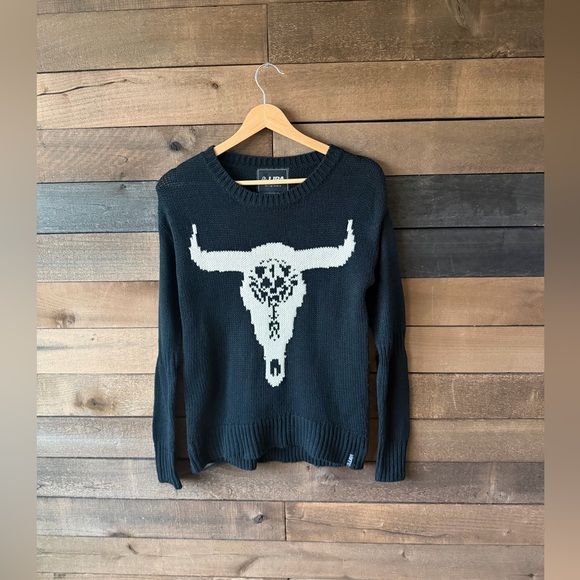 Western Bull Skull Sweater Desert Graphic Knit Pullover - Picture 12 of 16